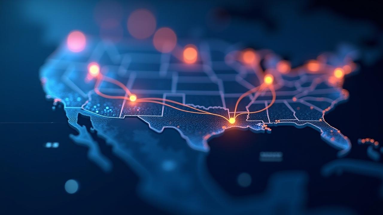 Strategic map of the Southwest United States and Mexico showing interconnected logistics routes