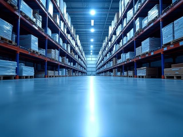 Clean and organized warehouse floor